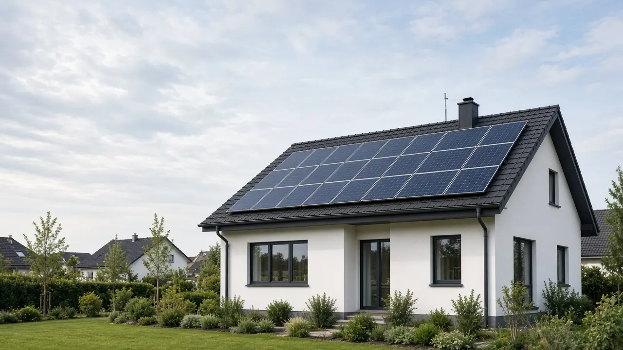 Modernes Eigenheim mit Photovoltaikanlage in Deutschland